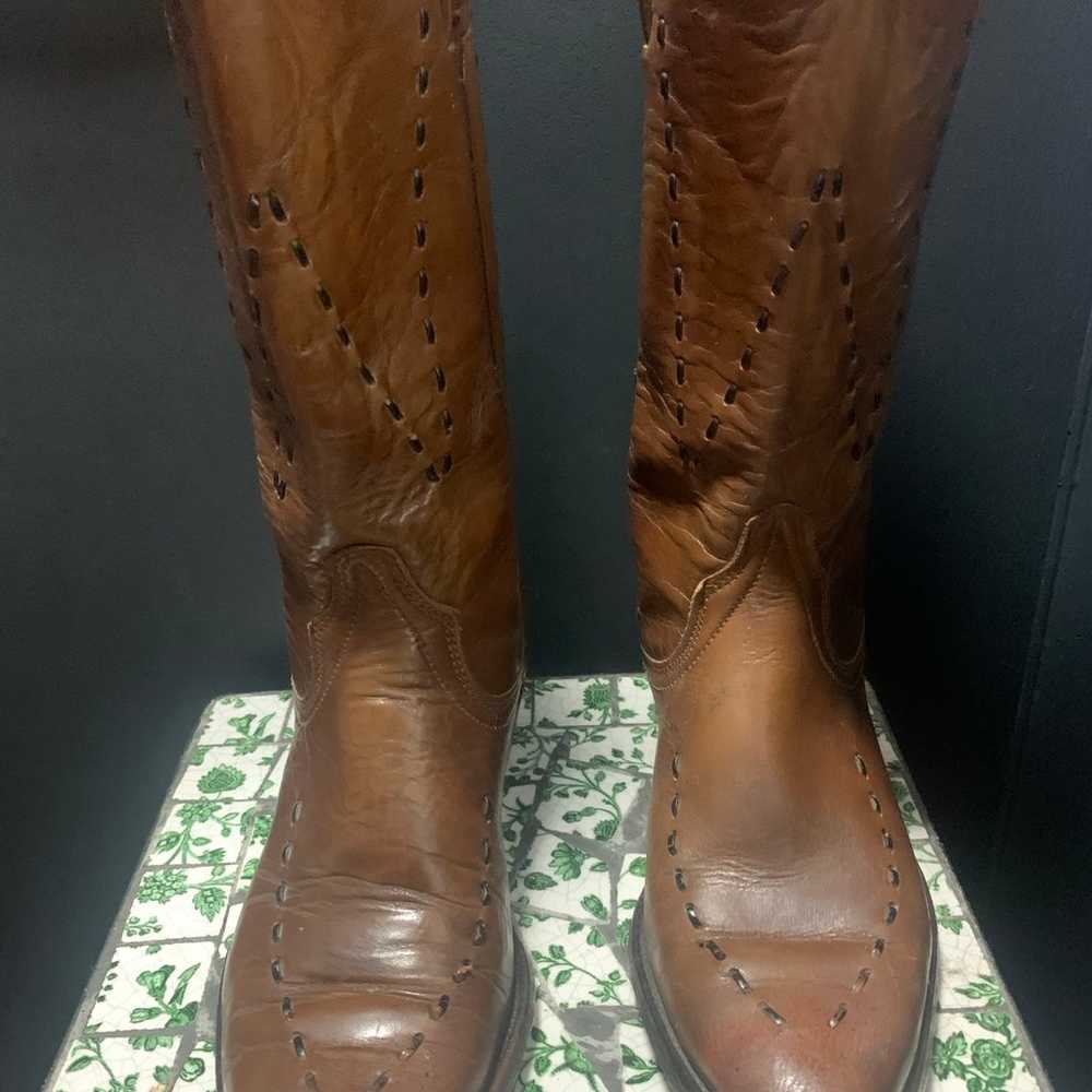 Vintage Wrangler Women's Brown Leather Cowboy Boo… - image 2