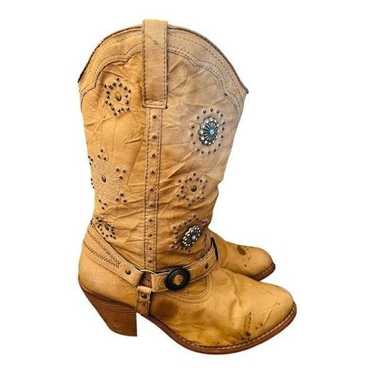 Dingo Addie Heeled Western Cowboy Boots Tan / Silv