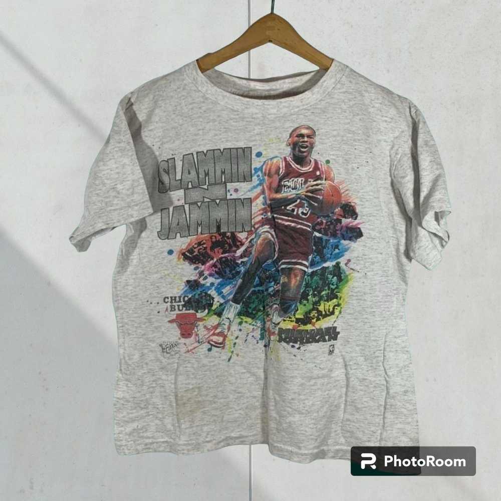 NBA Vtg Nba Michael Jordan Graphic T Shirt M But … - image 1