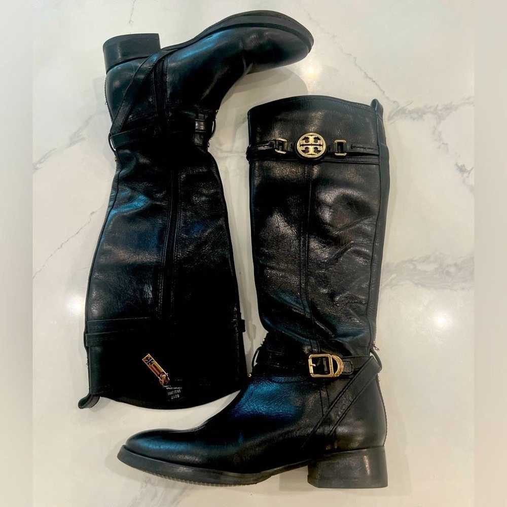 TORY BURCH Calista black leather riding boots w/ … - image 2
