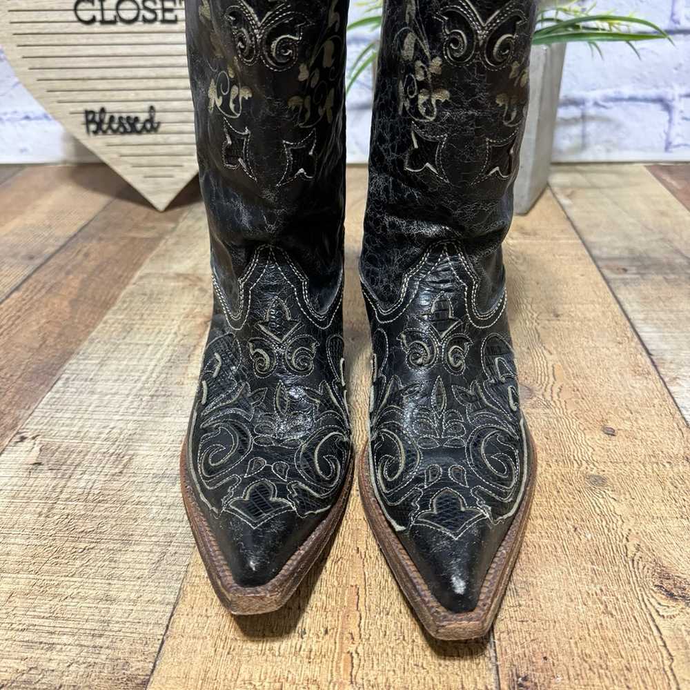 Corral lizard inlay western cowgirl boots pointed… - image 10