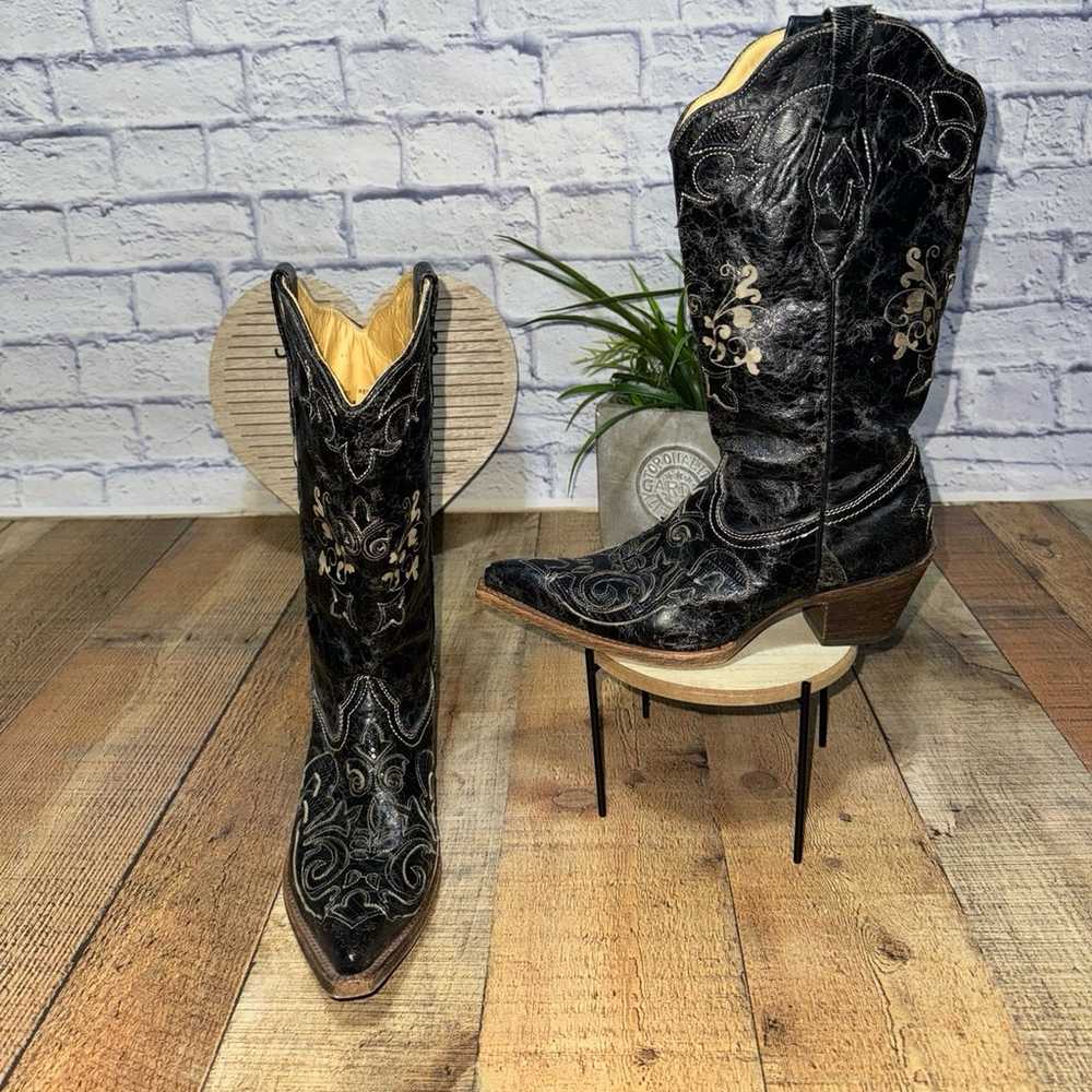Corral lizard inlay western cowgirl boots pointed… - image 1