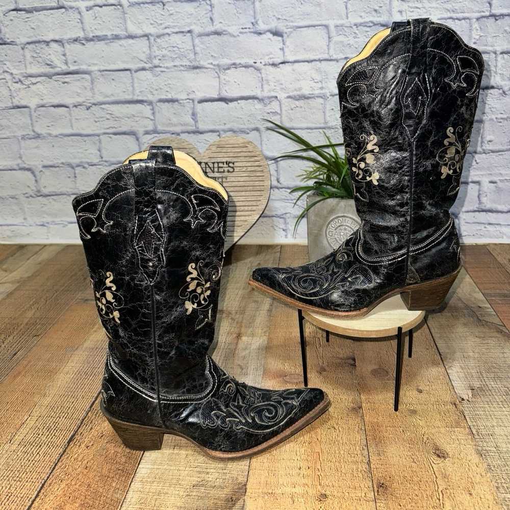 Corral lizard inlay western cowgirl boots pointed… - image 2