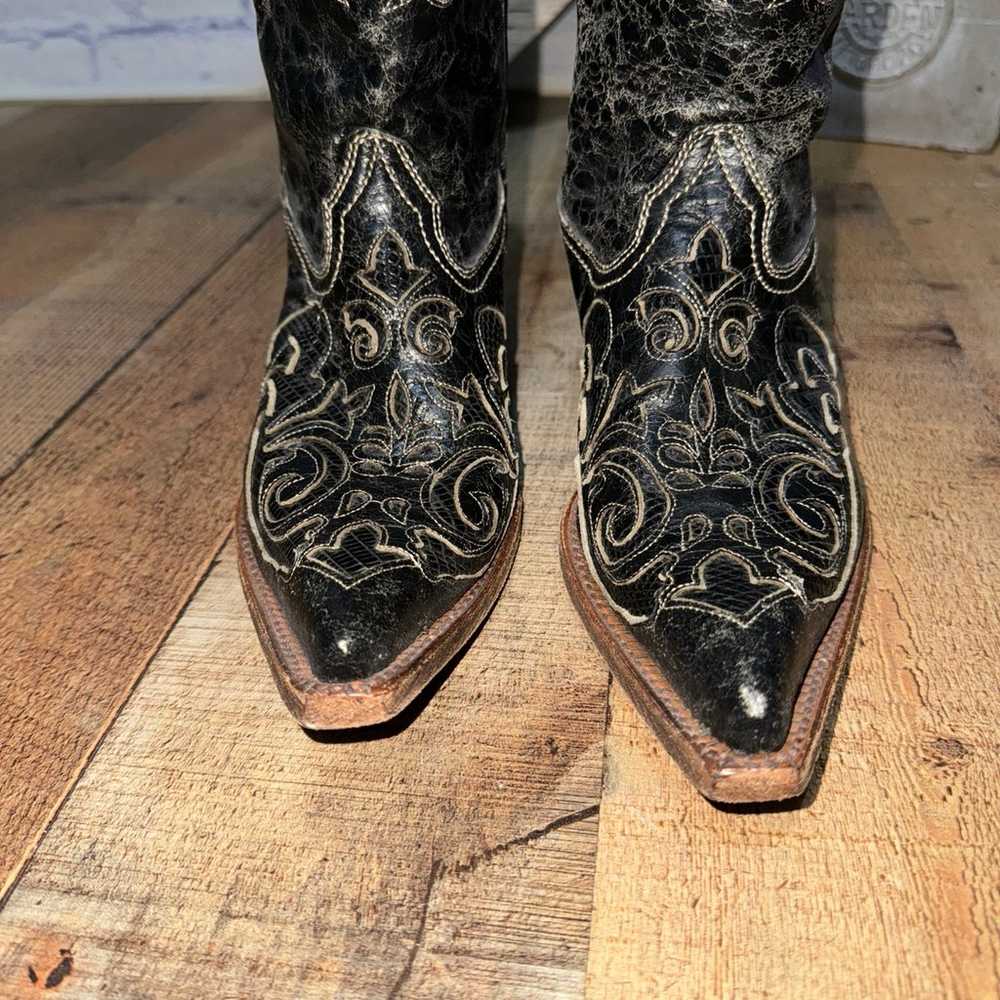 Corral lizard inlay western cowgirl boots pointed… - image 8