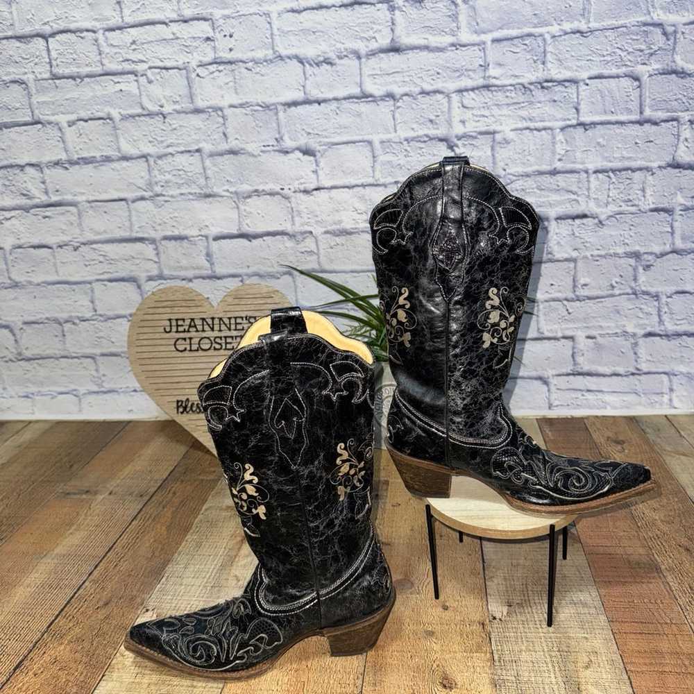 Corral lizard inlay western cowgirl boots pointed… - image 9