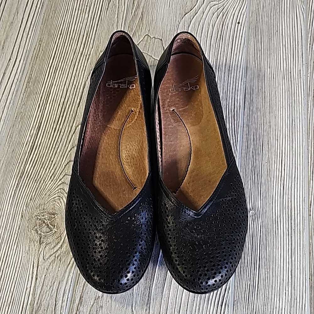 Dansko Neely Perforated Leather Black Flats Women… - image 12