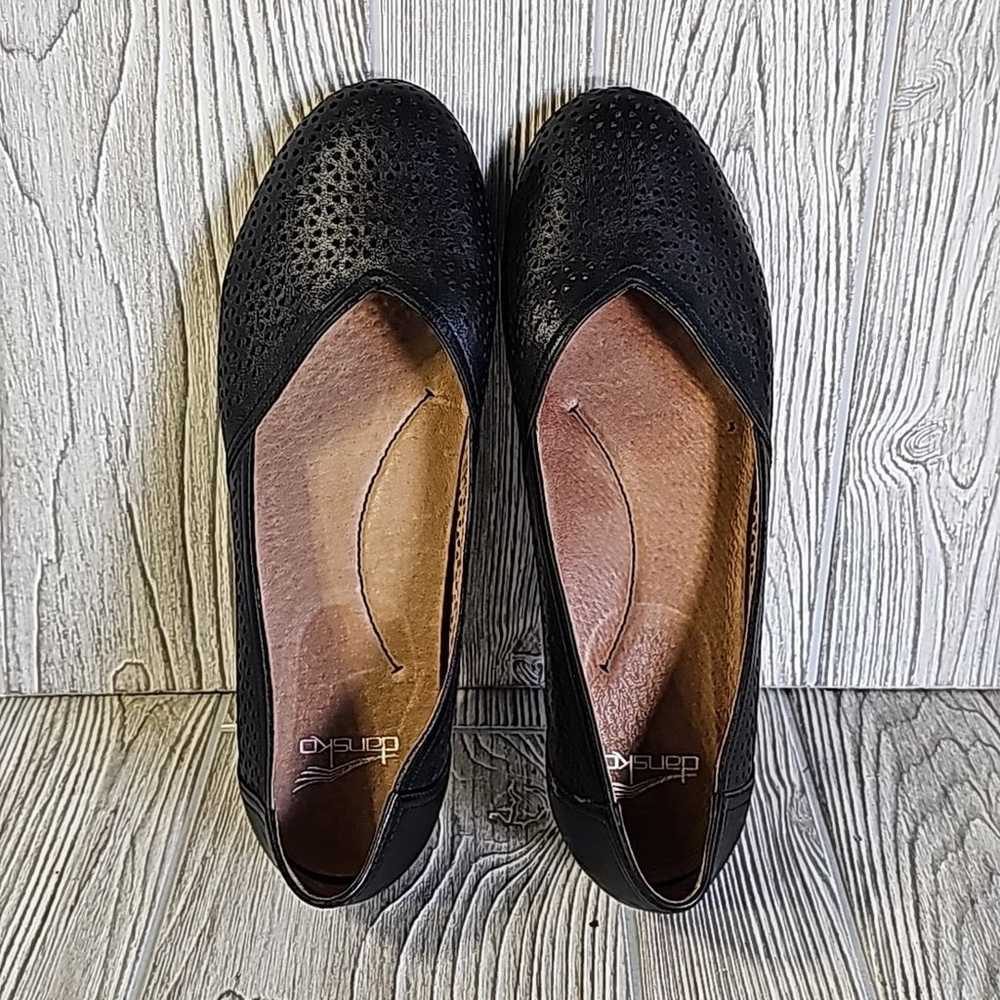 Dansko Neely Perforated Leather Black Flats Women… - image 6