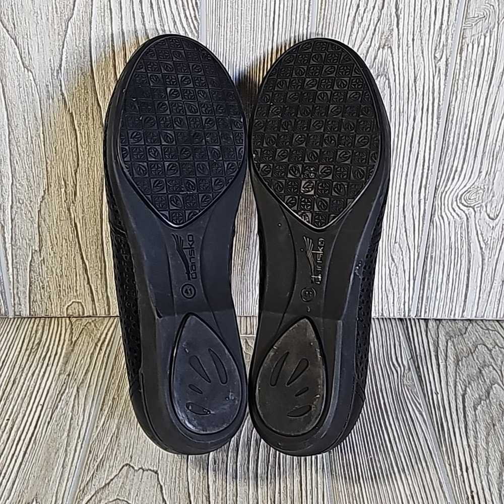 Dansko Neely Perforated Leather Black Flats Women… - image 7
