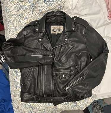 Vintage Leather Black Open Road Jacket Fringes and Silver popular Accents Men's Large