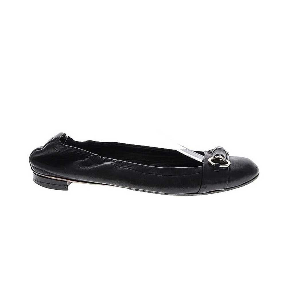 Authentic Gucci Leather Ballet Flat Black Bamboo … - image 11
