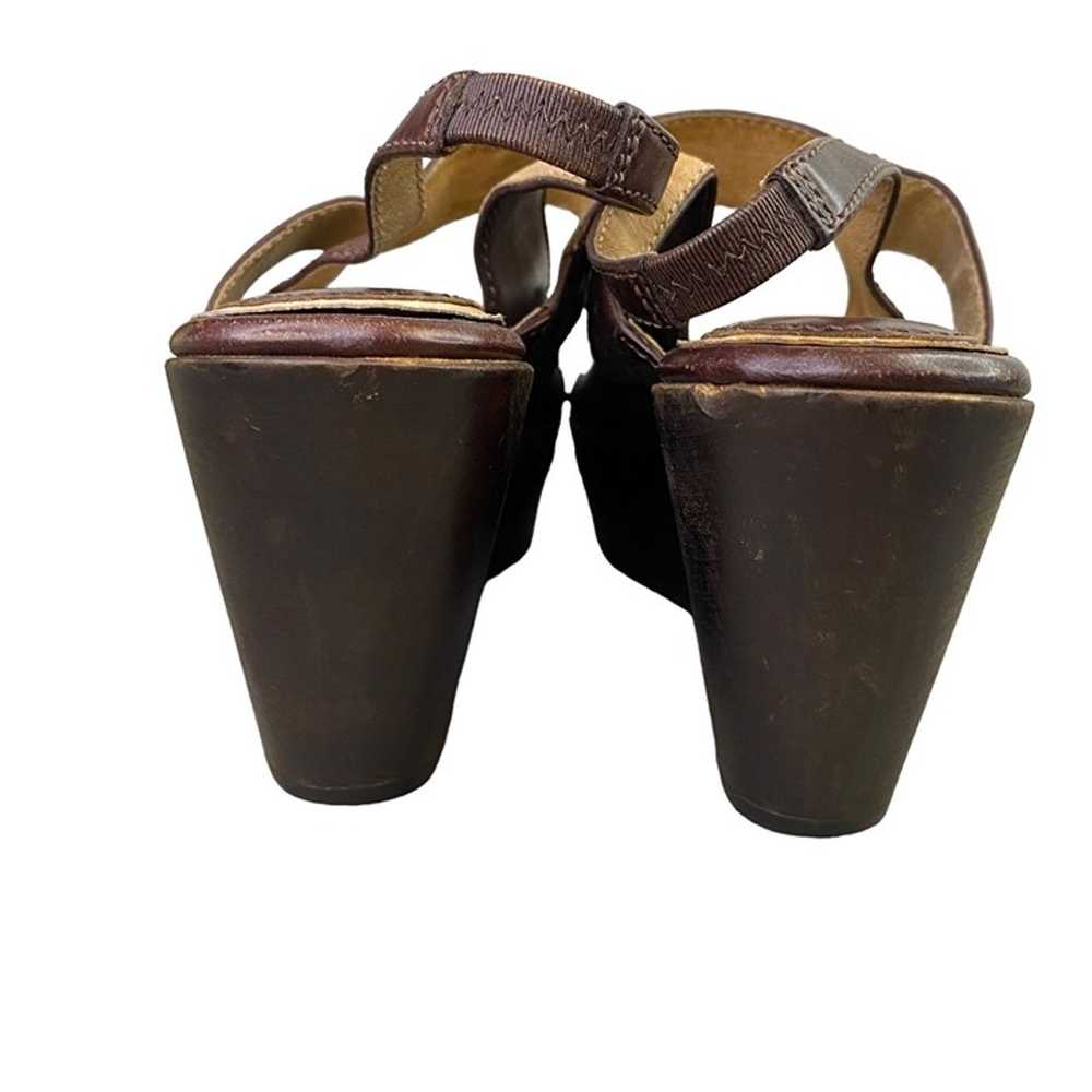 Frye Blair Slingback Wedge Sandal Wood Sole Brown… - image 10