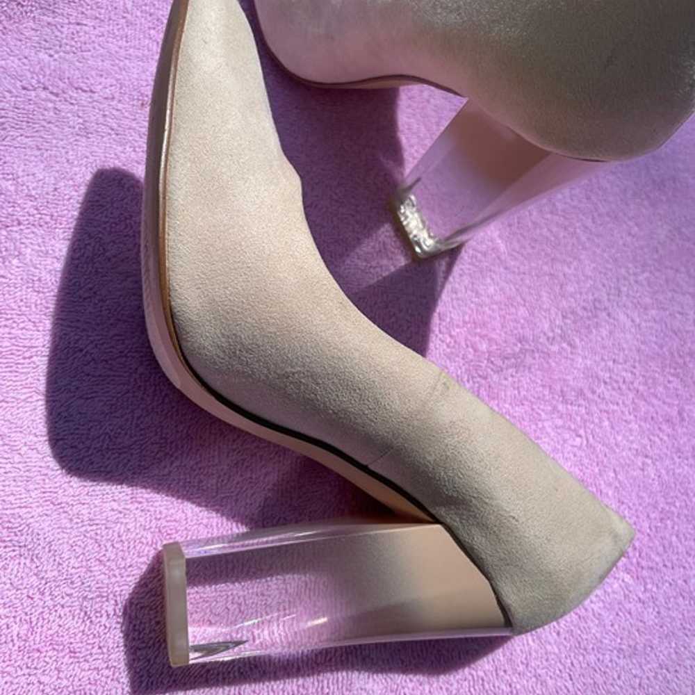 Katy Perry A.W. Lucite-Heel Pumps Heel Suede Size… - image 9