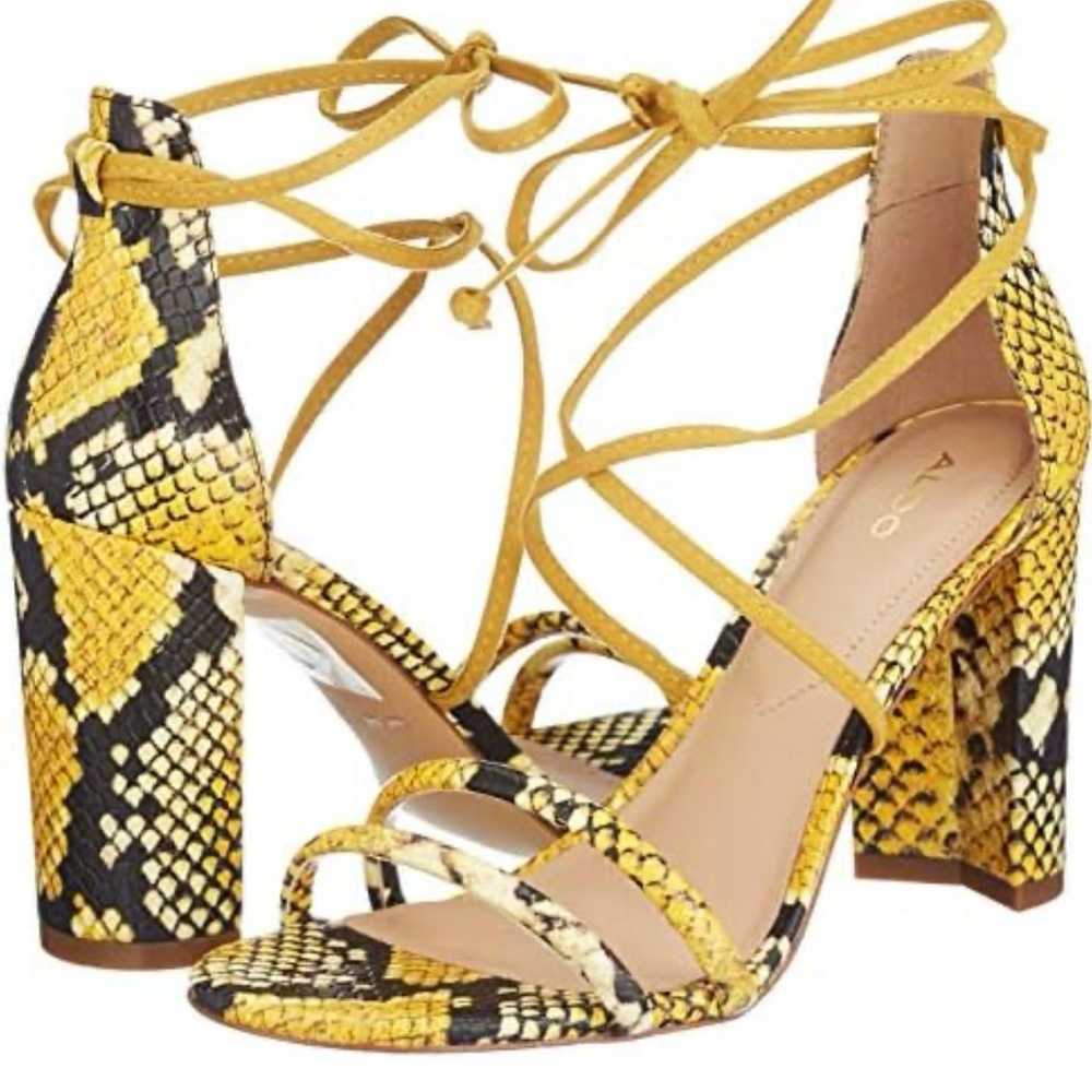 NEW Aldo Nyderia Pump Yellow Snake Print Ankle Wr… - image 11