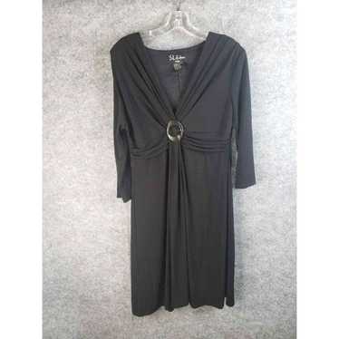 Vintage S L Fashions Ruched V-Neck Dress Womens 1… - image 1