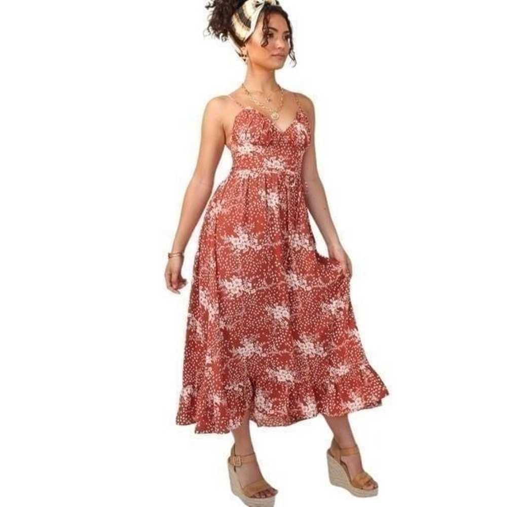 NWOT Simplee Floral Midi Frill Boho Dress Small - image 2