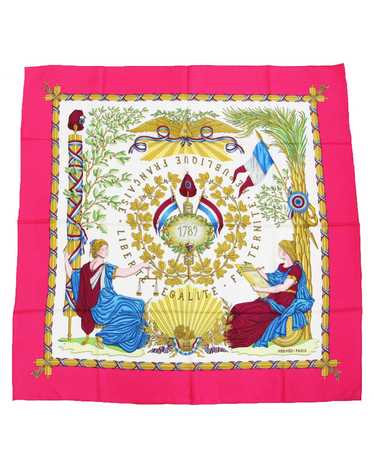Hermes Vintage Silk Scarf with Pink and White Hues - image 1