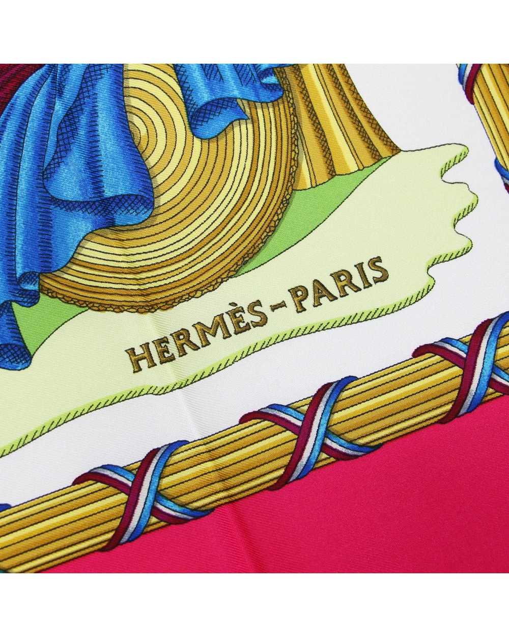 Hermes Vintage Silk Scarf with Pink and White Hues - image 2