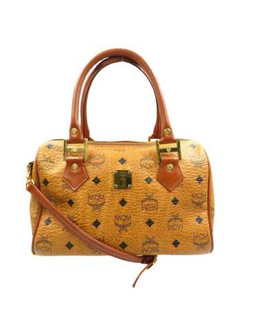 MCM Stylish MCM Visetos Canvas Handbag with Gold H