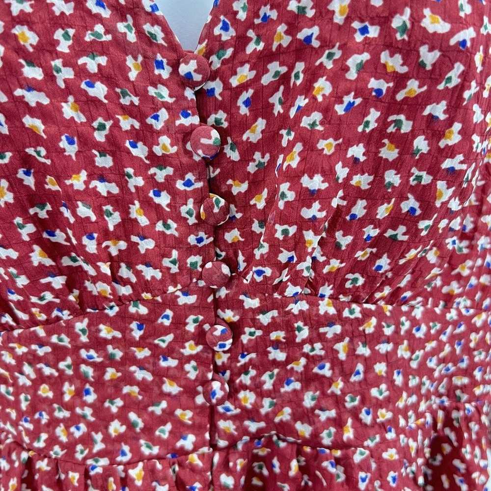 Madewell Mini Dress Women Size 6 Red Ditsy Flower… - image 3