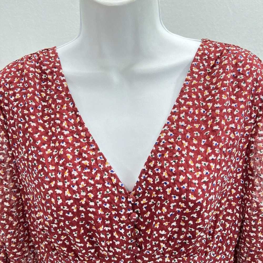 Madewell Mini Dress Women Size 6 Red Ditsy Flower… - image 4