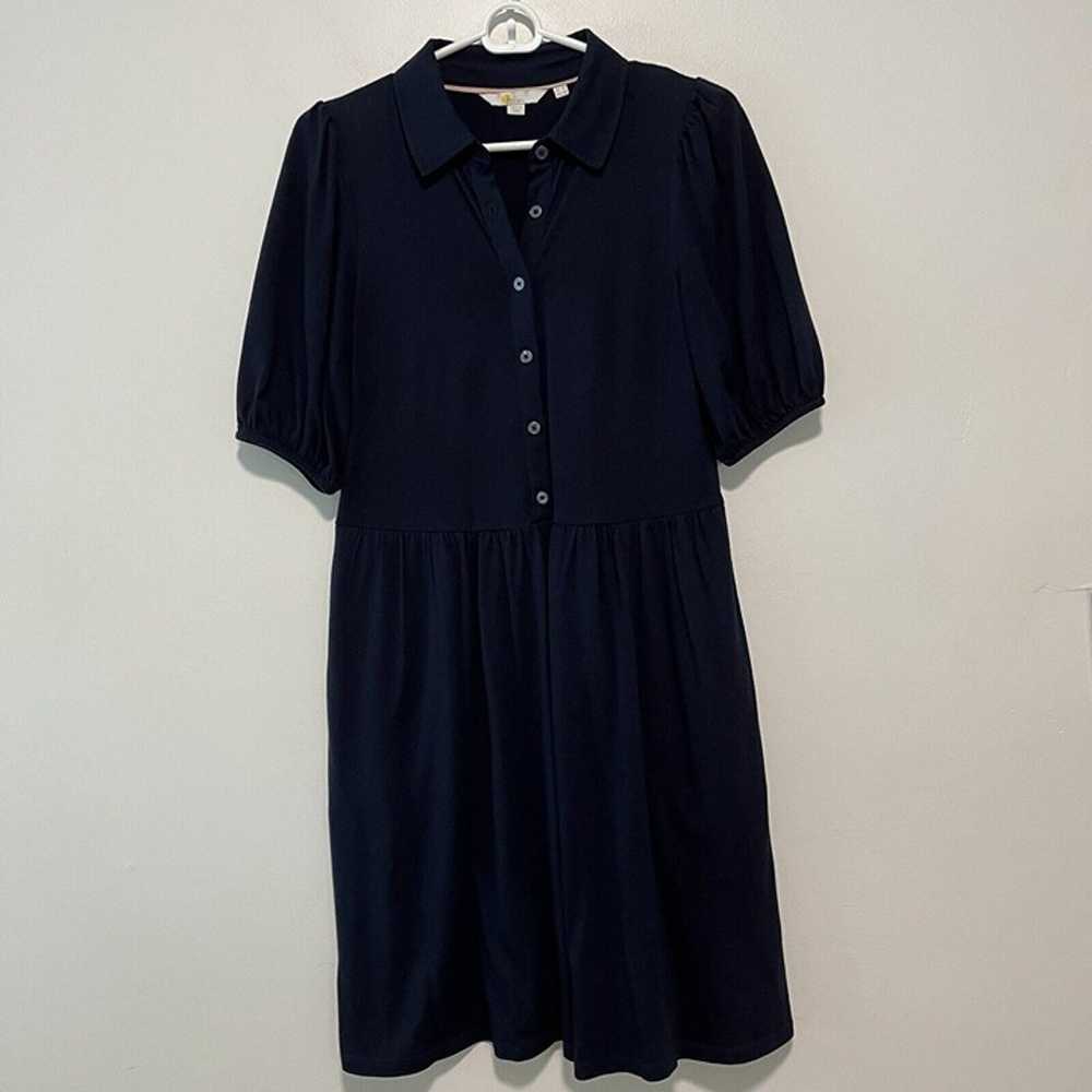 Boden Navy Blue Mini Jersey Shirt Dress Size 2R - image 2