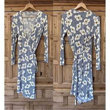 Boden US 8 / UK 12 Blue Floral Wrap Dress Toulon … - image 1