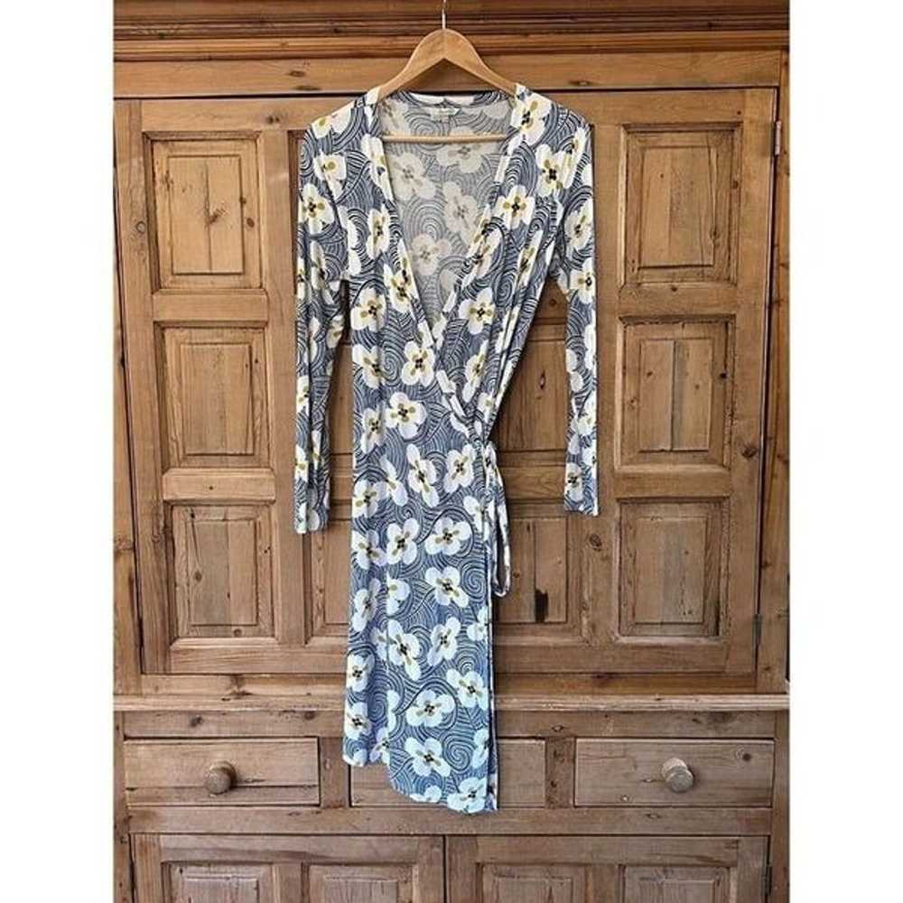 Boden US 8 / UK 12 Blue Floral Wrap Dress Toulon … - image 2