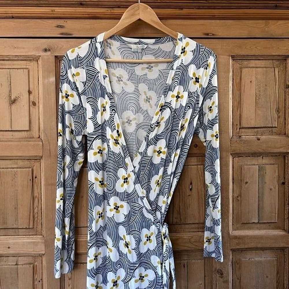 Boden US 8 / UK 12 Blue Floral Wrap Dress Toulon … - image 3