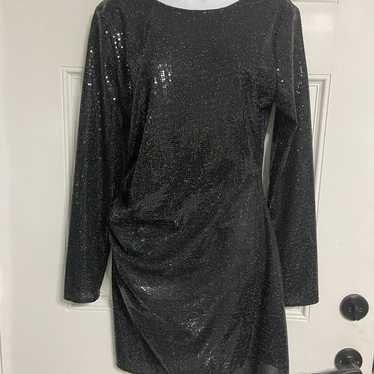 8- H&M Black Sequined Midi Dress - image 1