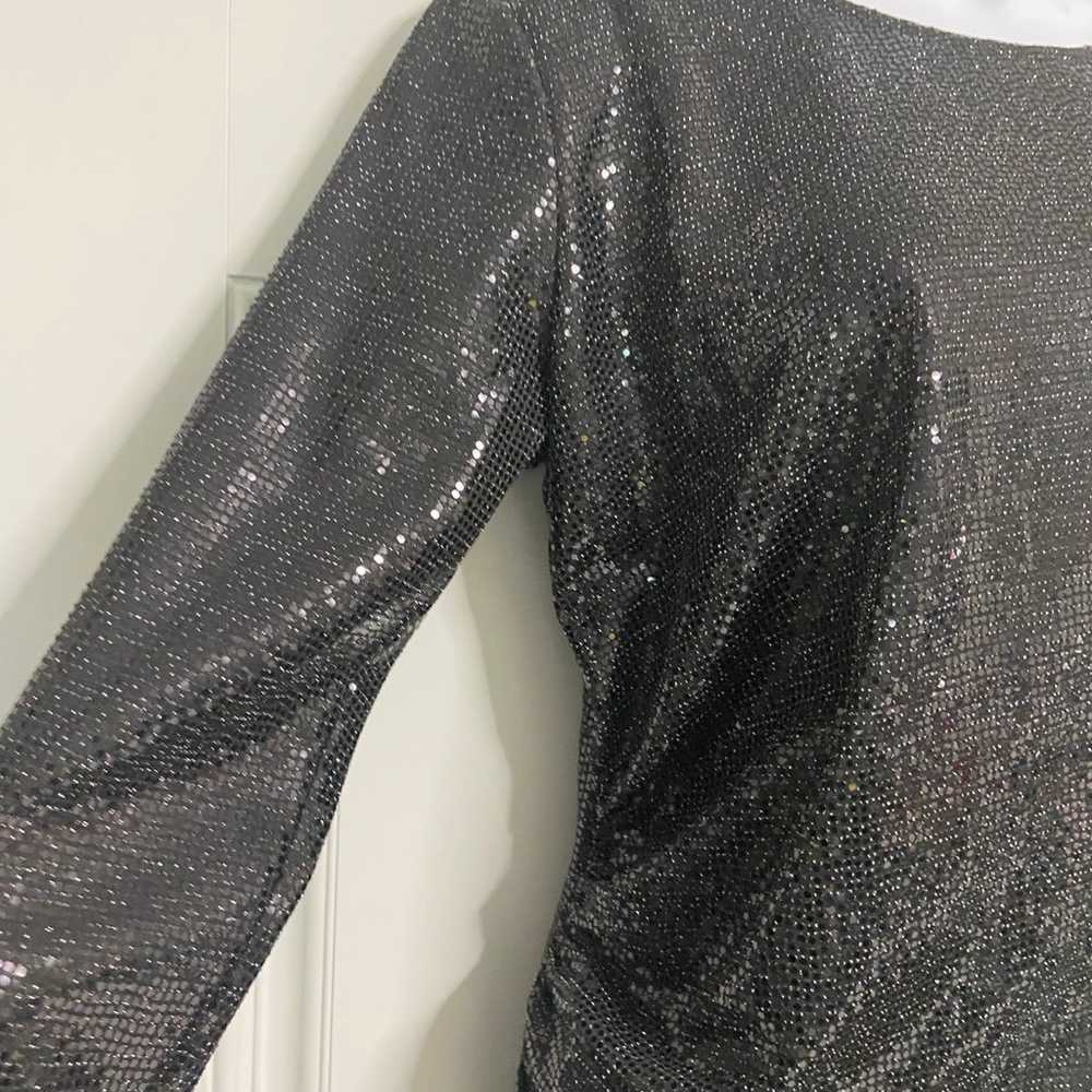 8- H&M Black Sequined Midi Dress - image 3