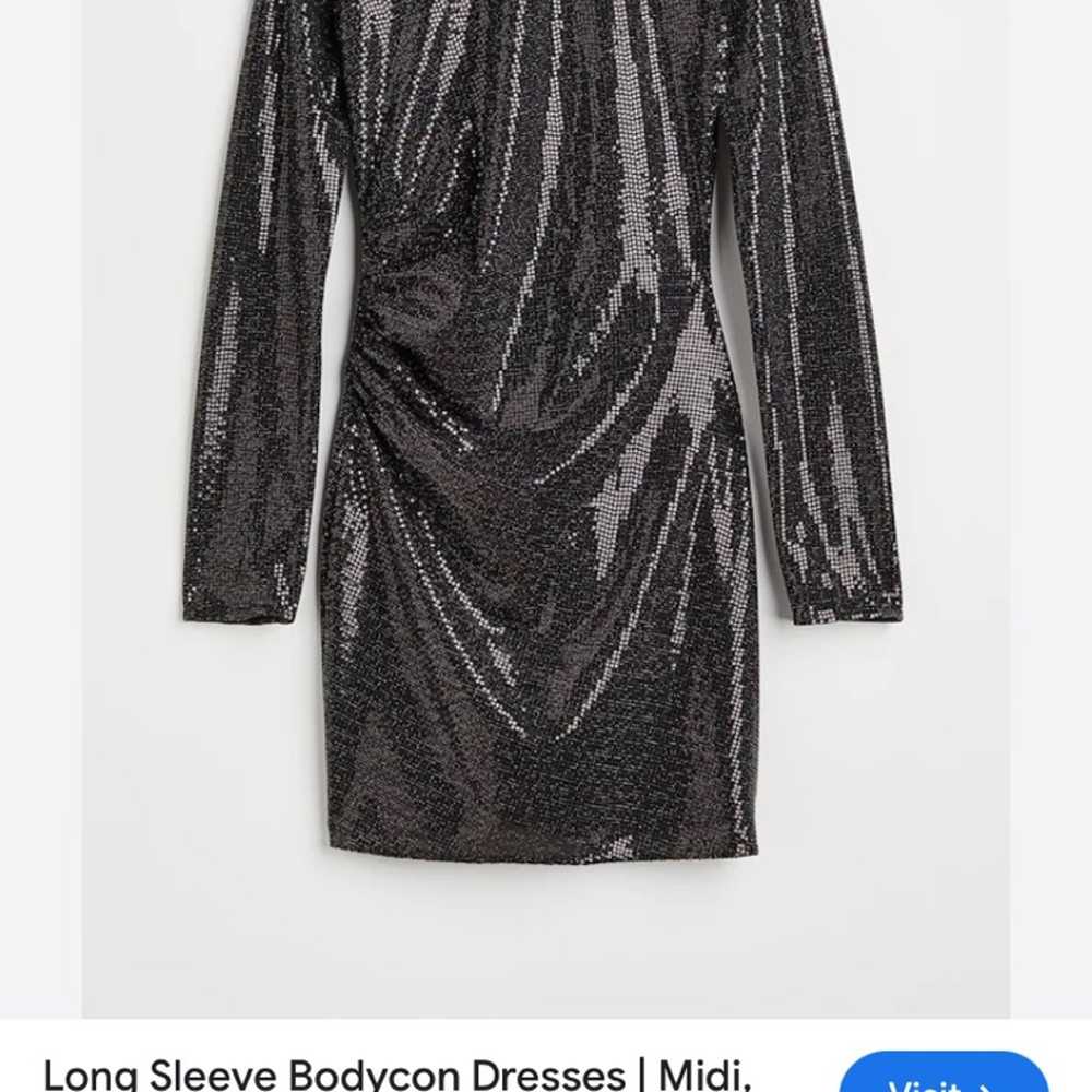 8- H&M Black Sequined Midi Dress - image 9