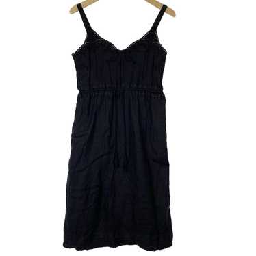 J Crew Linen Embroidered Drawstring Dress Wms 2 B… - image 1