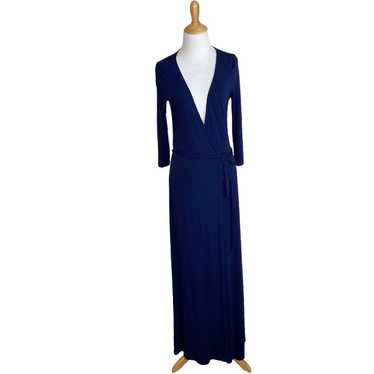 Lulus Garden District Navy Blue Wrap Maxi Dress. S