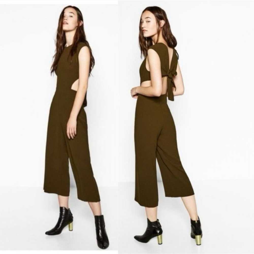 Zara Woman Mona Open Back Cropped Jumpsuit Size M - image 2