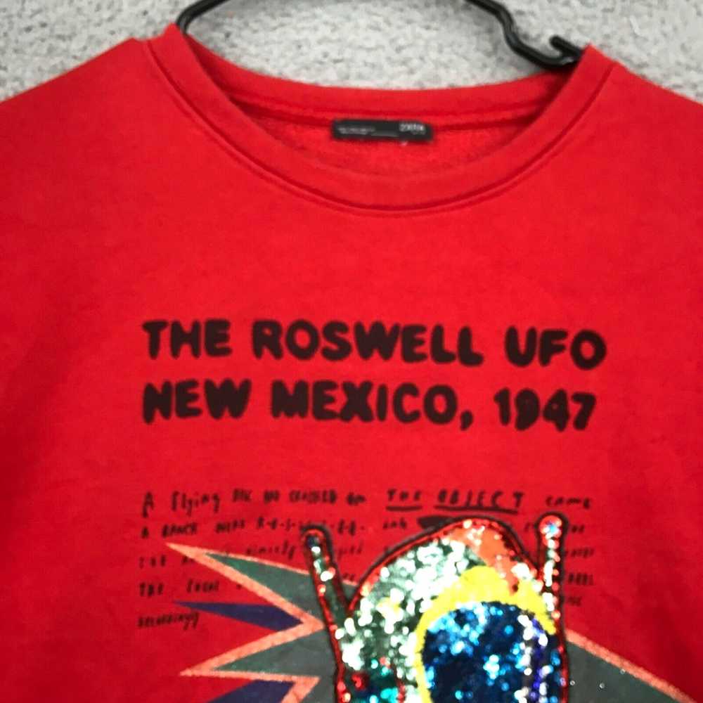 Zara Zara Sweater Adult Large Red Roswell UFO Gra… - image 3