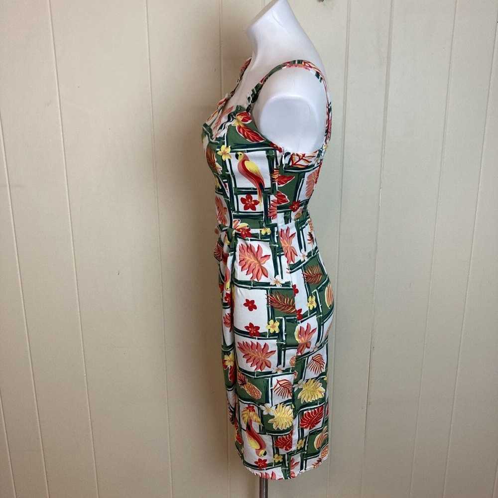 Collectif Fall Leaves Bodycon Dress Medium Green … - image 3