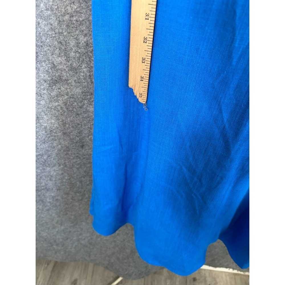 Ann Taylor Dress Women 4 Blue Linen Blend foldove… - image 10