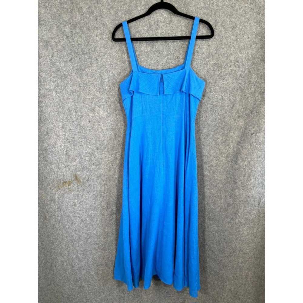 Ann Taylor Dress Women 4 Blue Linen Blend foldove… - image 11