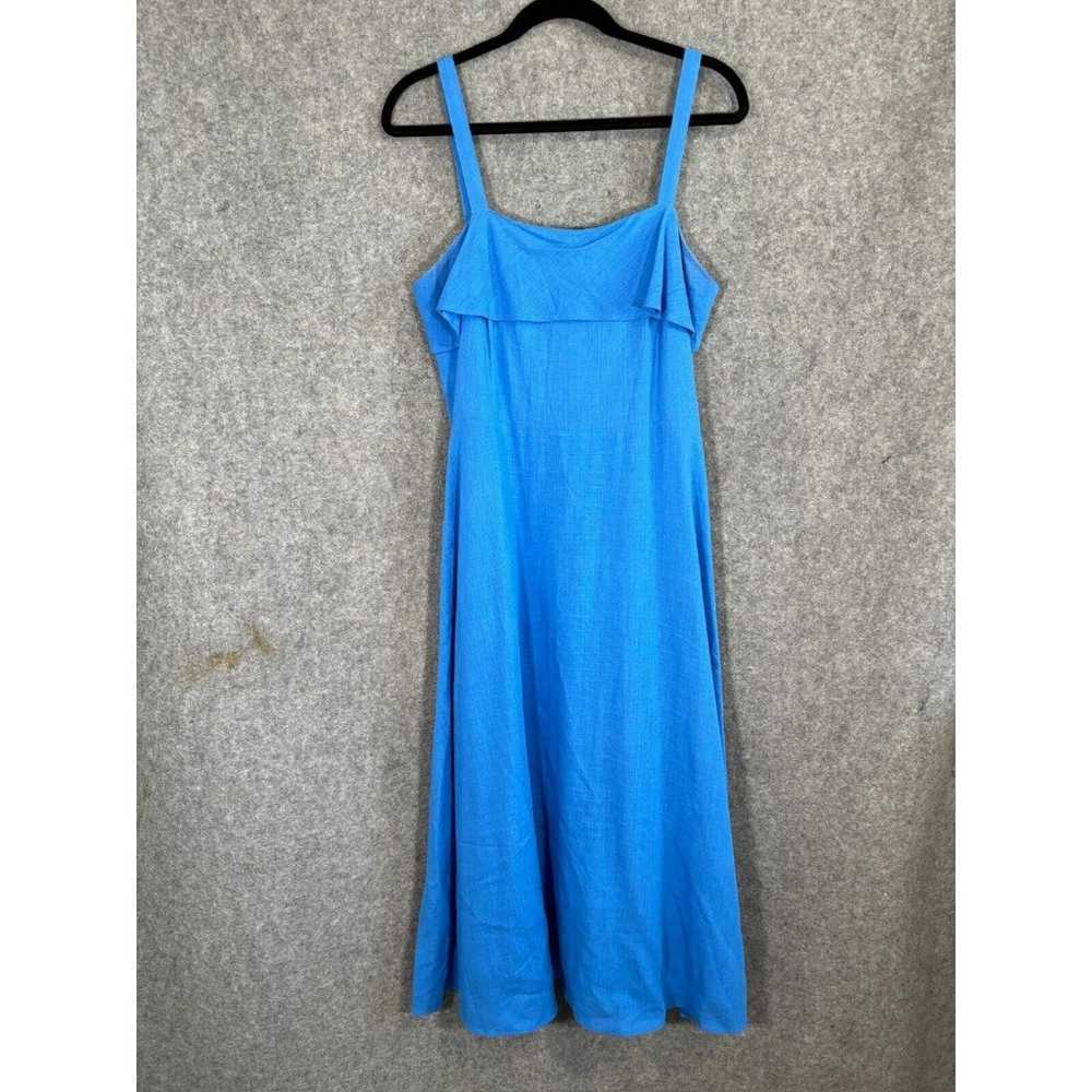 Ann Taylor Dress Women 4 Blue Linen Blend foldove… - image 2