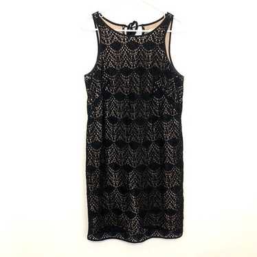 ANN TAYLOR LOFT Black Beige Crochet Sleeveless Ti… - image 1