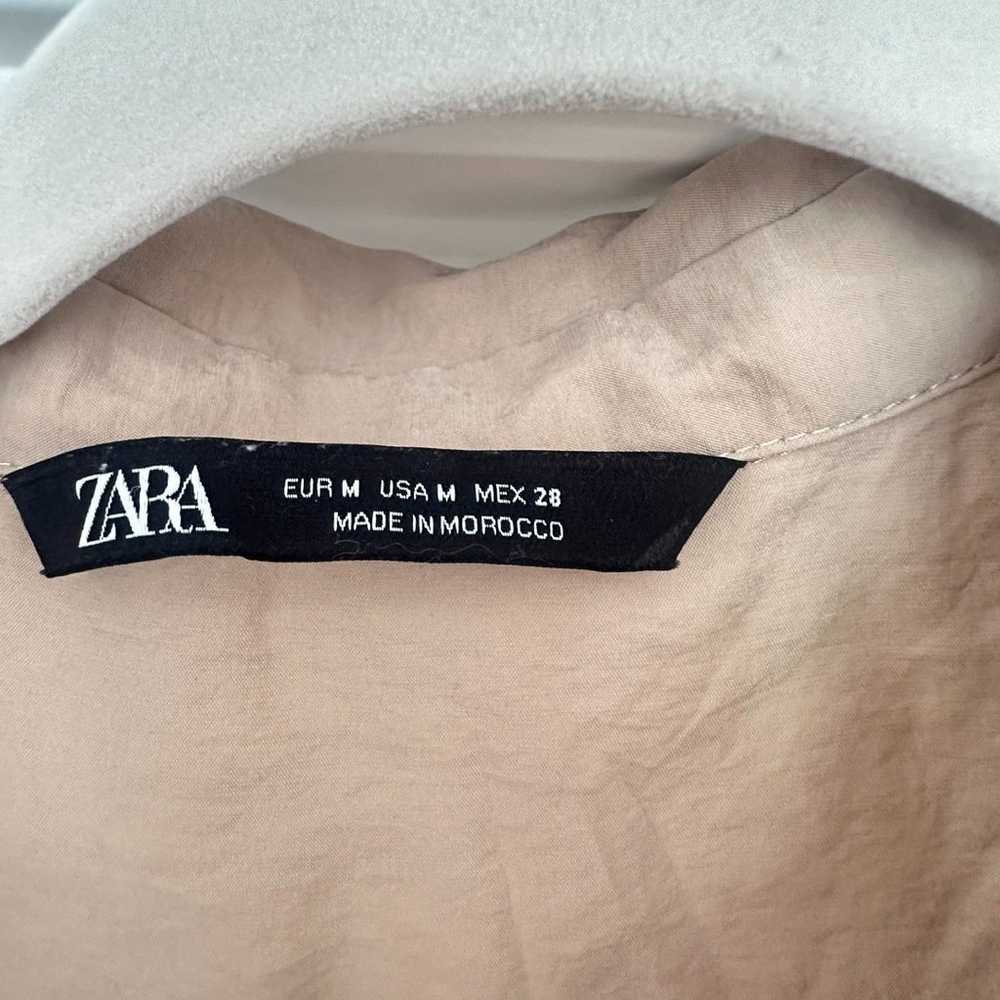 ZARA Long Shirt Dress with Belt Size M Beige Midi - image 9