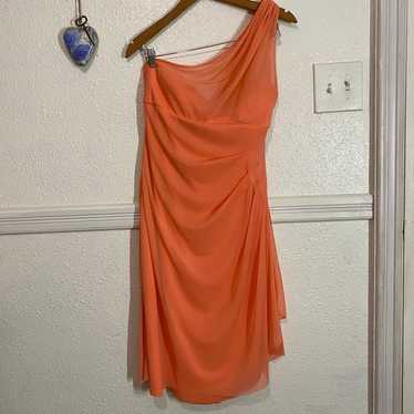 David's Bridal Coral Bridesmaid dress One shoulde… - image 1