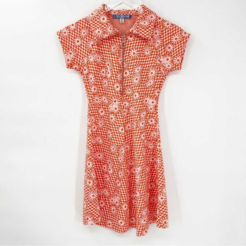 NEW Urban Outfitters Arlo Zip Mini Dress XS Orange - image 2