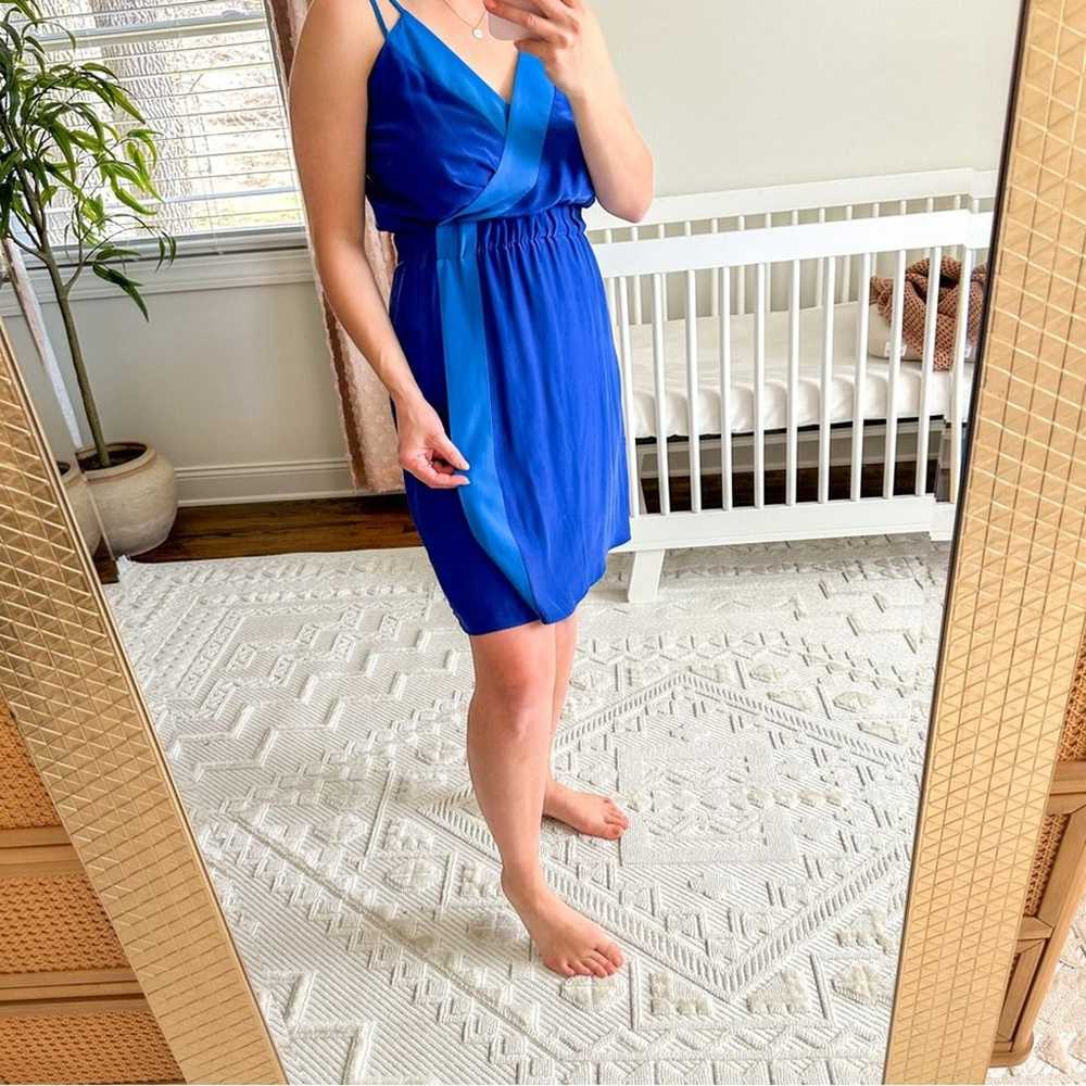 Barneys New York Silk Faux Wrap Mini Dress in Blue - image 4