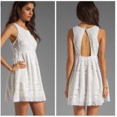 Free People Rocco White & Yellow Lace Dress