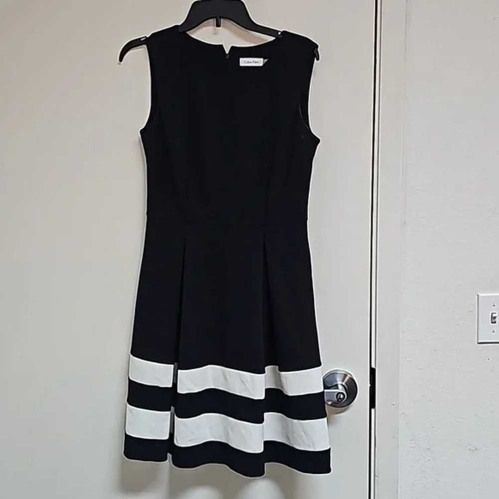 Calvin Klein Dress Size 6 Fit and Flare Black Whi… - image 1