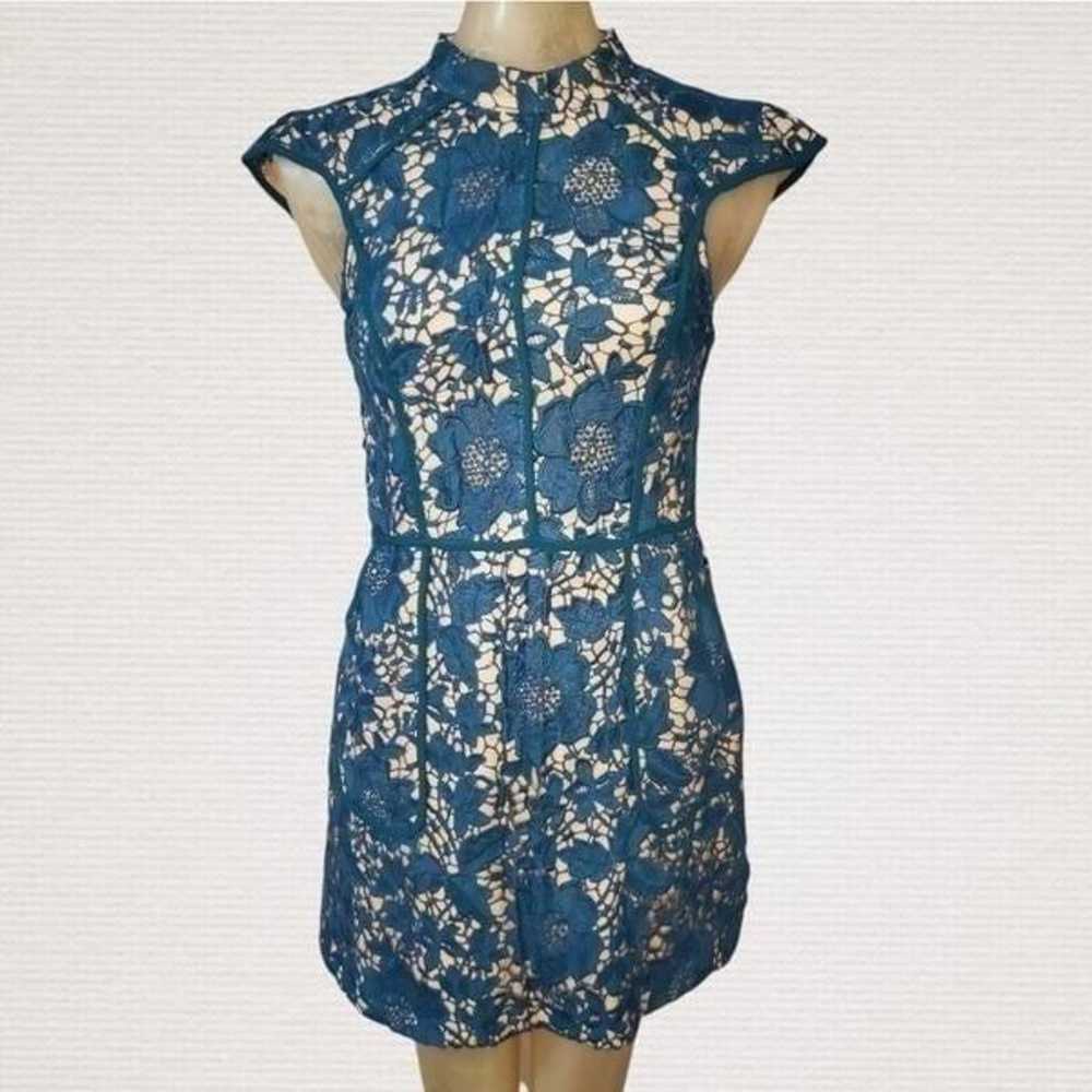 Cameo Teal Blue Open Lace Dress Size Medium - image 1