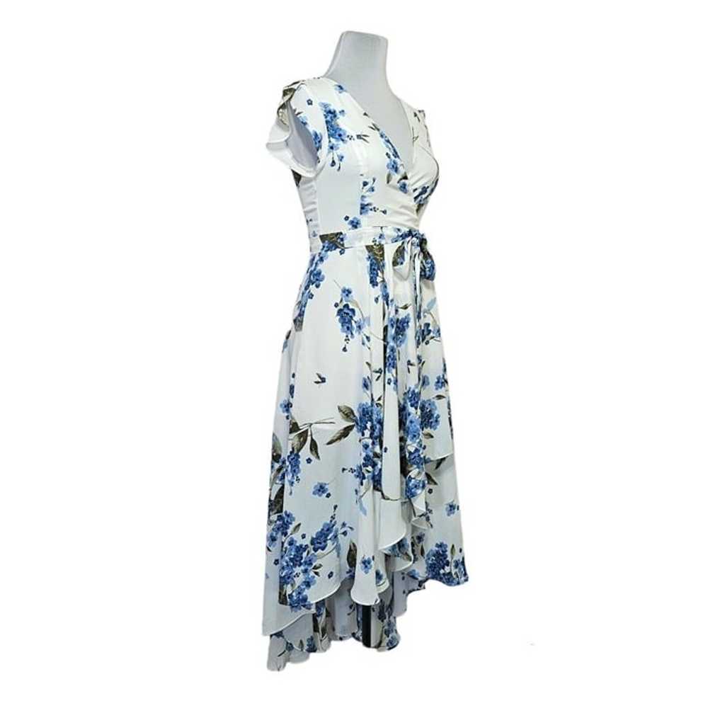 Lulus M White Crepe Blue Floral Countryside Surpl… - image 5
