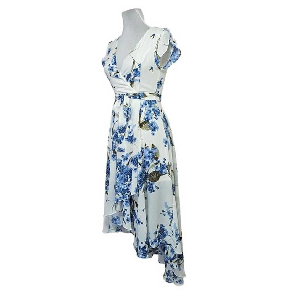 Lulus M White Crepe Blue Floral Countryside Surpl… - image 6