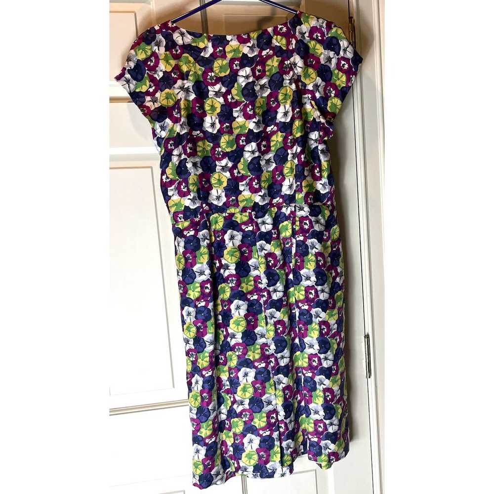 Boden Dress Silk Pansy Floral Print Knee Length C… - image 3